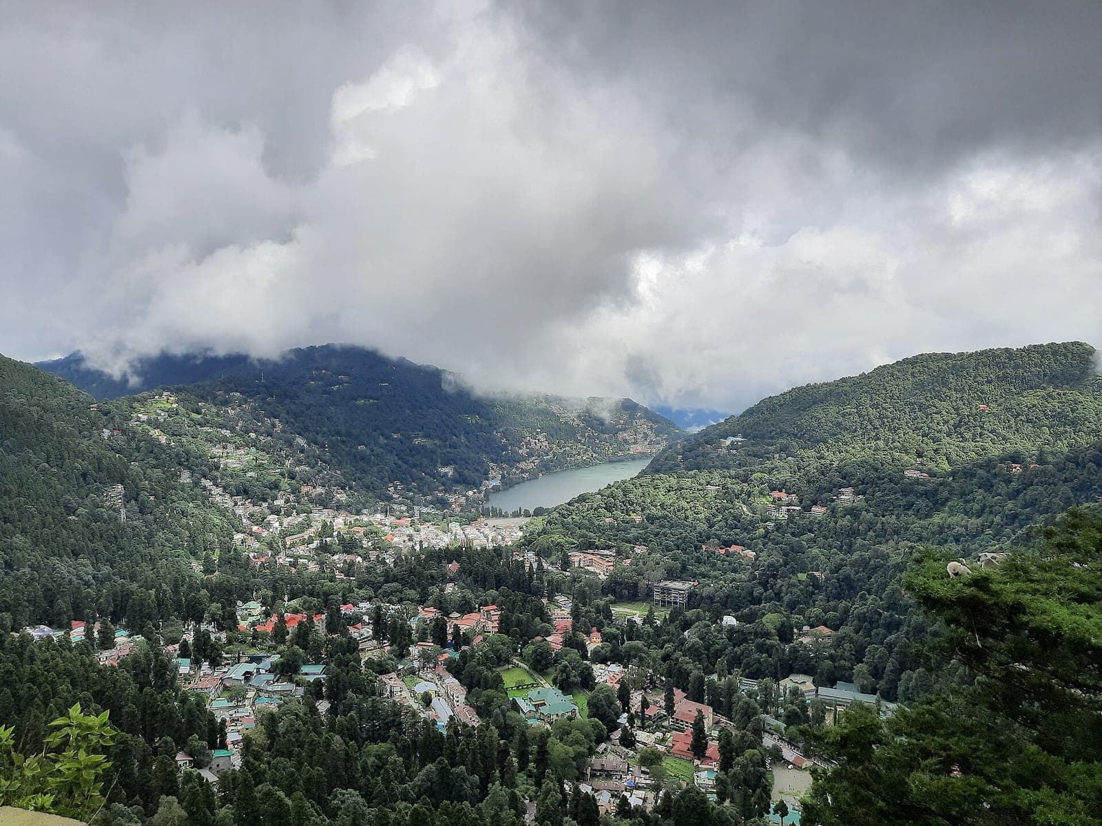 Nainital lake among the Kumaon hills, Uttarakhand